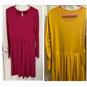 Qty 2 - Zenana Hot Pink Dress and Yellow Dress
